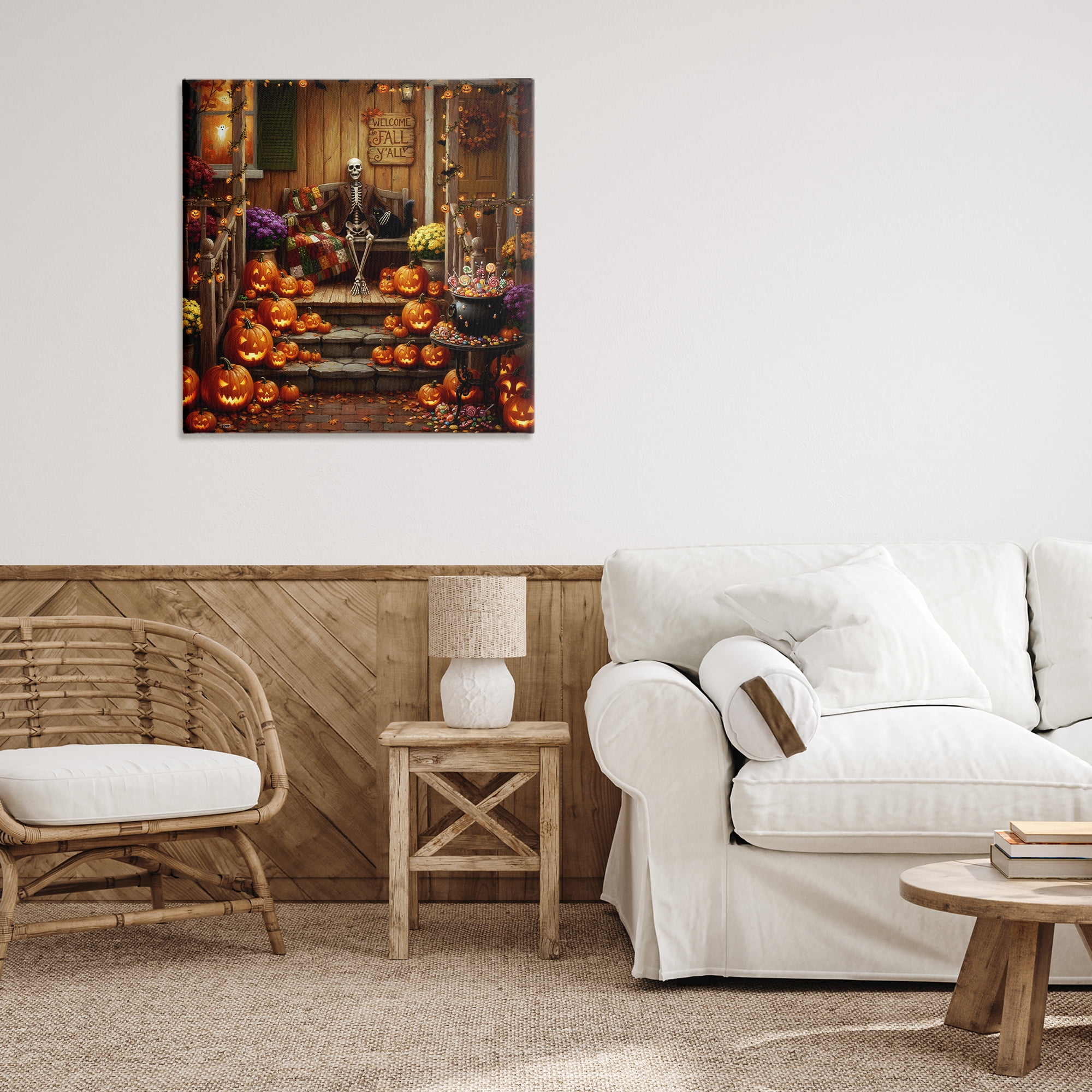 Stupell Industries Welcome To Fall Skeleton Porch Canvas Wall Art, design by Tabz Jones