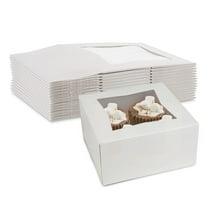 MT Products White Cupcake Box - 6" x 6" x 3" Bakery Boxes - Pack of 10