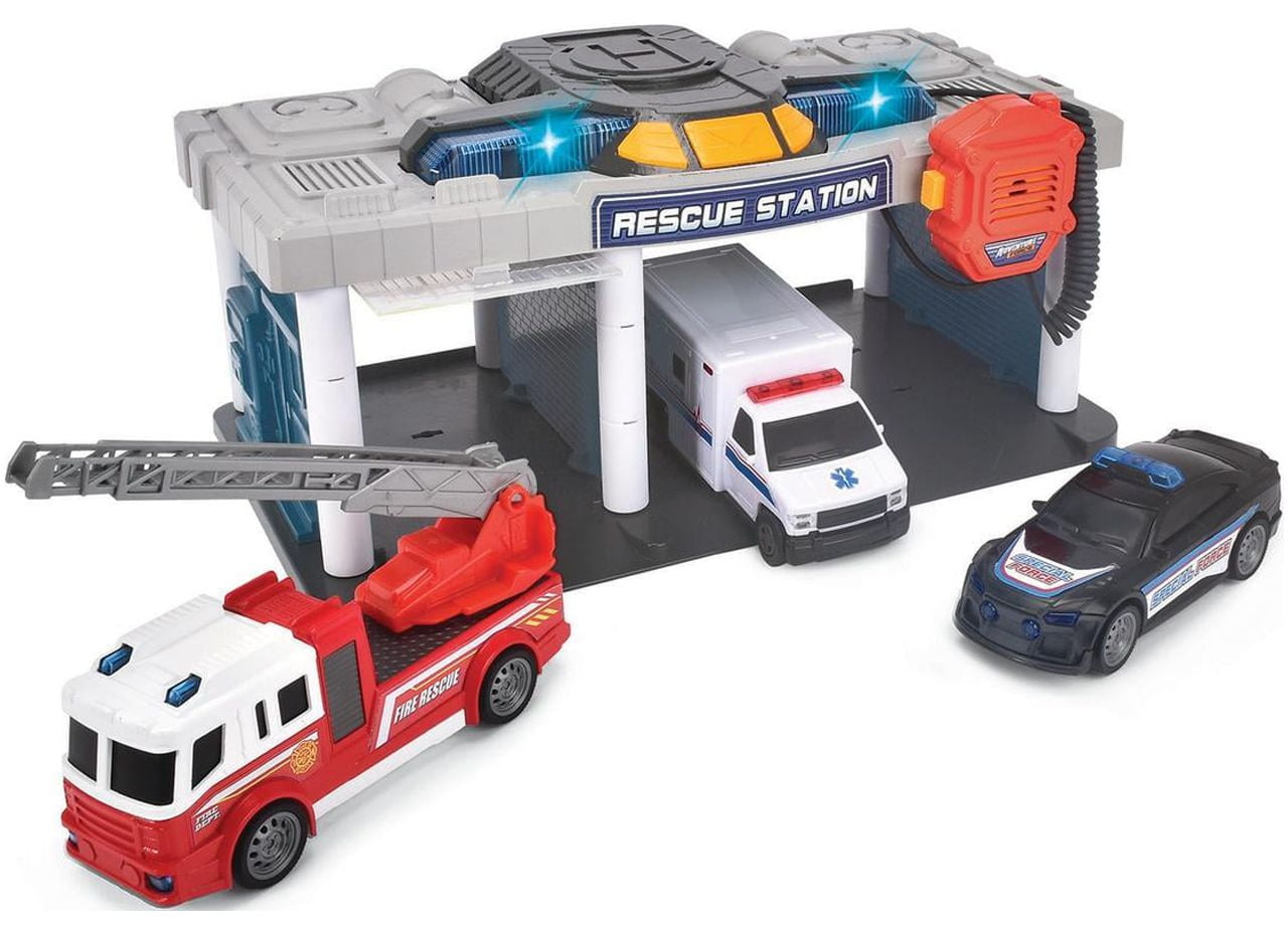 Adventure Force Rescue Station Playset, Lights & Sound, 3 Free-wheel Vehicles, Multicolor, Children Ages 3 & Up