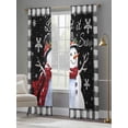 thumbnail image 3 of Black Plaid Christmas Sheer Curtains 108 Inch Length 2 Panels Set, Watercolor Snowman Snowflake Voile Window Treatment Semi Sheer Long Curtains Drapes for Bedroom/Living Room/Kitchen 52"x108"x2, 3 of 7