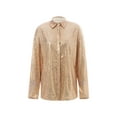 thumbnail image 2 of Musuos Women Retro Casual Long Sleeves V-neck Solid Color Sequined Shirt Tops for Party, 2 of 9