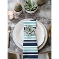 thumbnail image 2 of Navy Blue Turquoise Striped Cloth Napkins Set of 8 Reusable Dinner Napkins, Gradient Horizontal Lines Cocktail Napkin Washable Table Napkins for Wedding/Holiday Party/Baby Shower 20"x20", 2 of 7