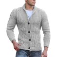 thumbnail image 3 of Mens Cable Knit Cardigan Sweater Shawl Collar Loose Fit Long Sleeve Casual Cardigans, 3 of 5