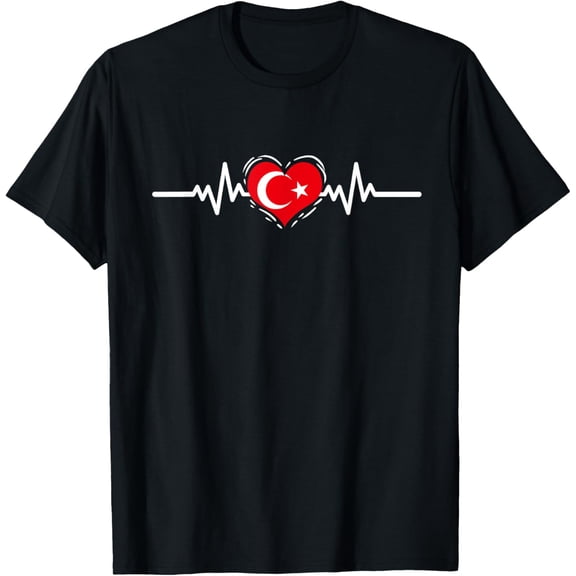 men and women can wear,Turkey Flag Heartbeat Turkish Roots T-Shirt