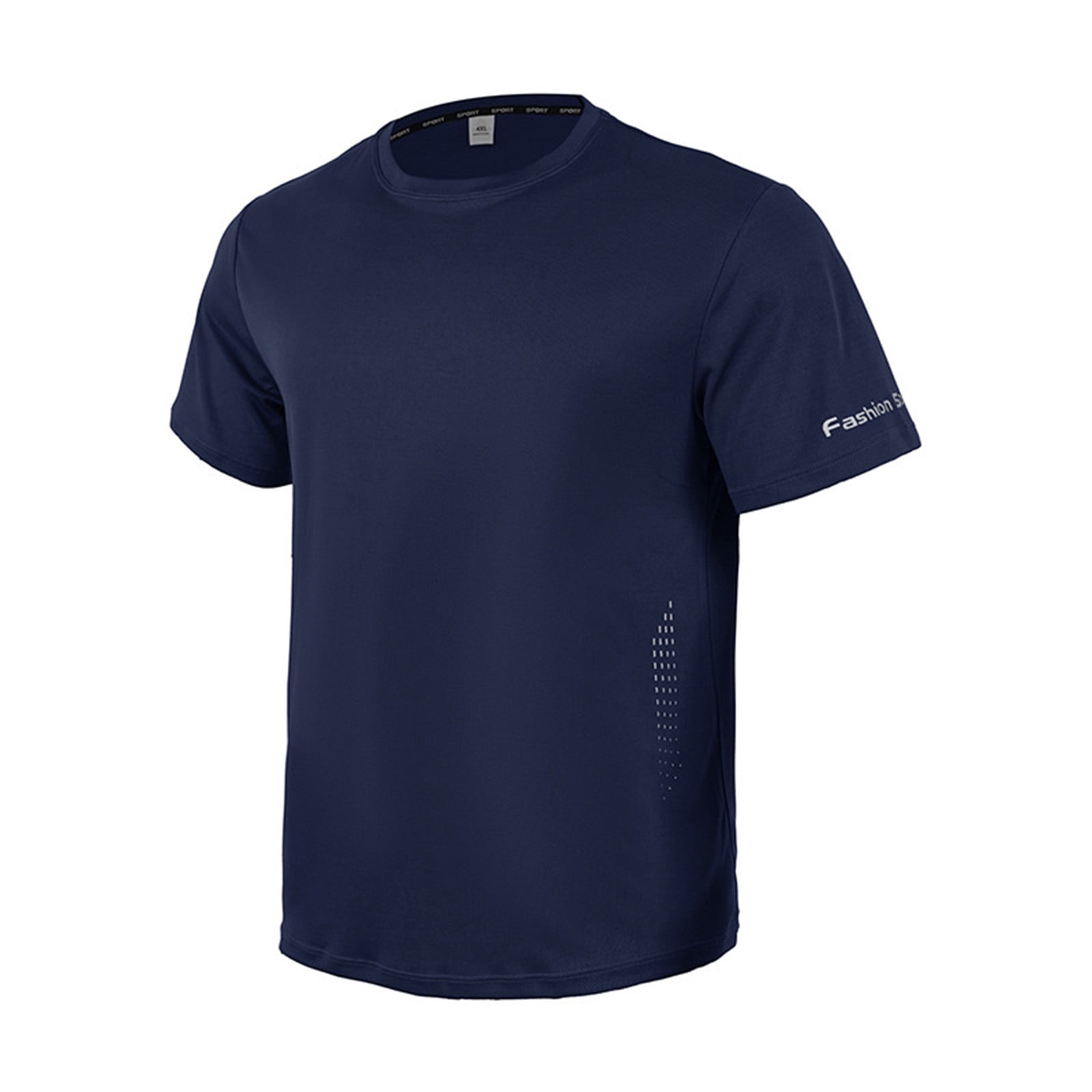 Mens Crew Neck Running Tee Short Sleeve with Side Mesh Ventilation Breathable Gym Tops for Active Workout Navy XL