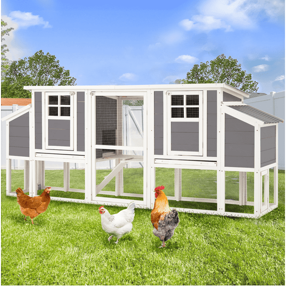 YODOLLA 98" Large Chicken Coop for 6 8 Chickens, Wooden Chicken Hutch with Nesting Boxes, Outdoor Hen House Chicken Cage