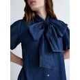 thumbnail image 4 of Free Assembly Women's Tie Neck Denim Mini Dress, Sizes XS-XXL, 4 of 5