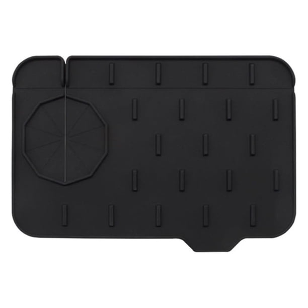 Inteprter Protección eficaz para la estera del grifo del silicón del fregadero de la cocina fácil de instalar y limpiar el gel de silicona Juegos de accesorios de baño negro