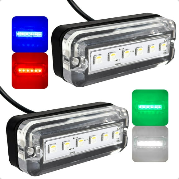 Five Oceans 2-Pack RGBW Underwater Boat Lights, IP68 Waterproof, Dimmable, 12V DC - Marine LED for Boats, Pontoons, Yachts - FO4886