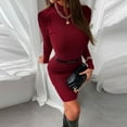 thumbnail image 2 of Lindreshi Formal Dresses for Women Women Fashion Solid Color Long Sleeve Half High Neck Hip Slim Sweater Dress, 2 of 7