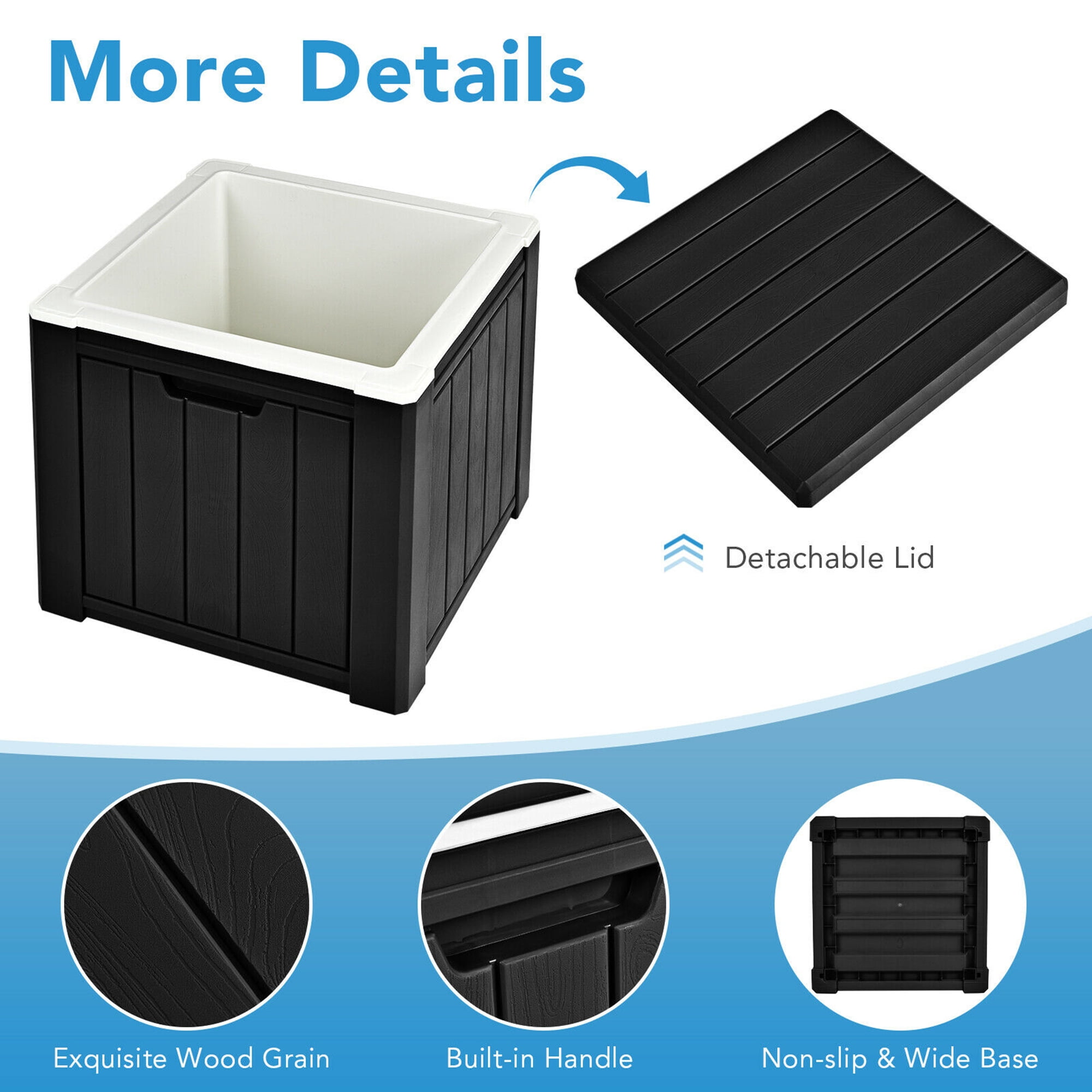 Gymax Patio 10 Gallon Ice Cube Cooler Box Table Stool Storage W/Handle Black