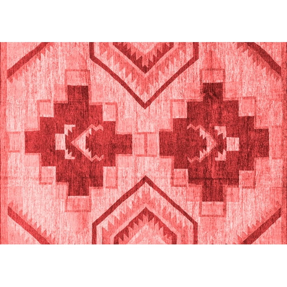Ahgly Company Indoor Rectangle Abstract Red Modern Area Rugs, 4' x 6'