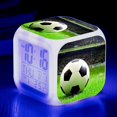 thumbnail image 1 of Reloj despertador pequeño con diseño de fútbol creativo y extraño, LED, colorido, que cambia de color, cuadrado, para estudiantes y niños, alarma silenciosa, 1 of 6