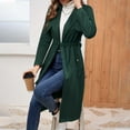 thumbnail image 6 of Niaviben Suede Jacket Women's Long Trench Coat Lapel Coat Jackets for Women Winter Jackets for Women Light Jackets for Women Womens Winter Coats Green S, 6 of 8
