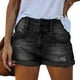 thumbnail image 3 of Pantalones cortos de cintura alta para mujer, pantalones cortos informales de verano con dobladillo enrollado y cierre de doble botón, 3 of 6