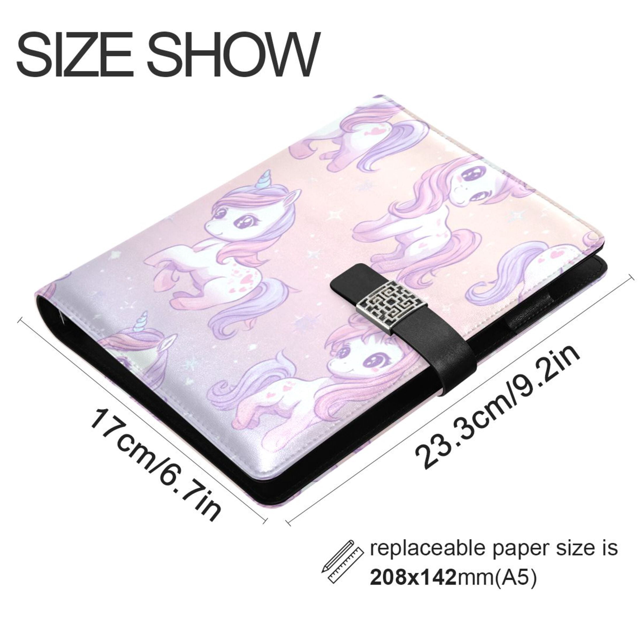 Leather Planner Leather Notebook Notebook Journal Binder Design Pen Pocket Design Convenient for Storage Pastel Unicorn Seamless