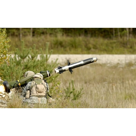 - US Army soldiers firing an FGM-148 Javelin anti-tank guided missile Poster Print