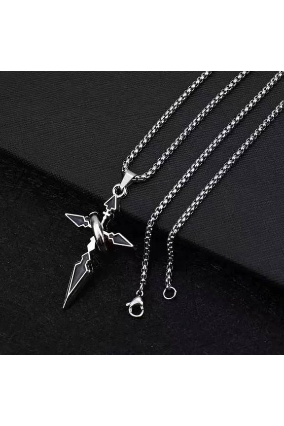 Men's Stainless Steel Gothic Cross Sword Pendant Necklace | Punk Cable Chain Religious Jewelry, Biker Gift for Him