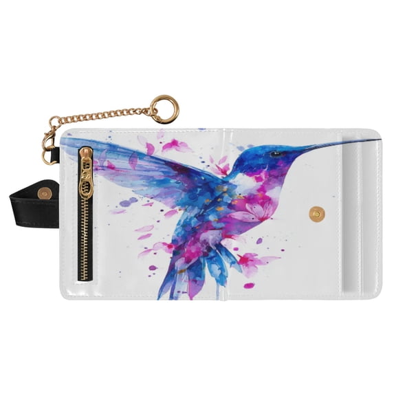 Small Wallet For Women Bifold Leather Pocket Coin Credit Card Holder With RFID Blocking Hummingbird
