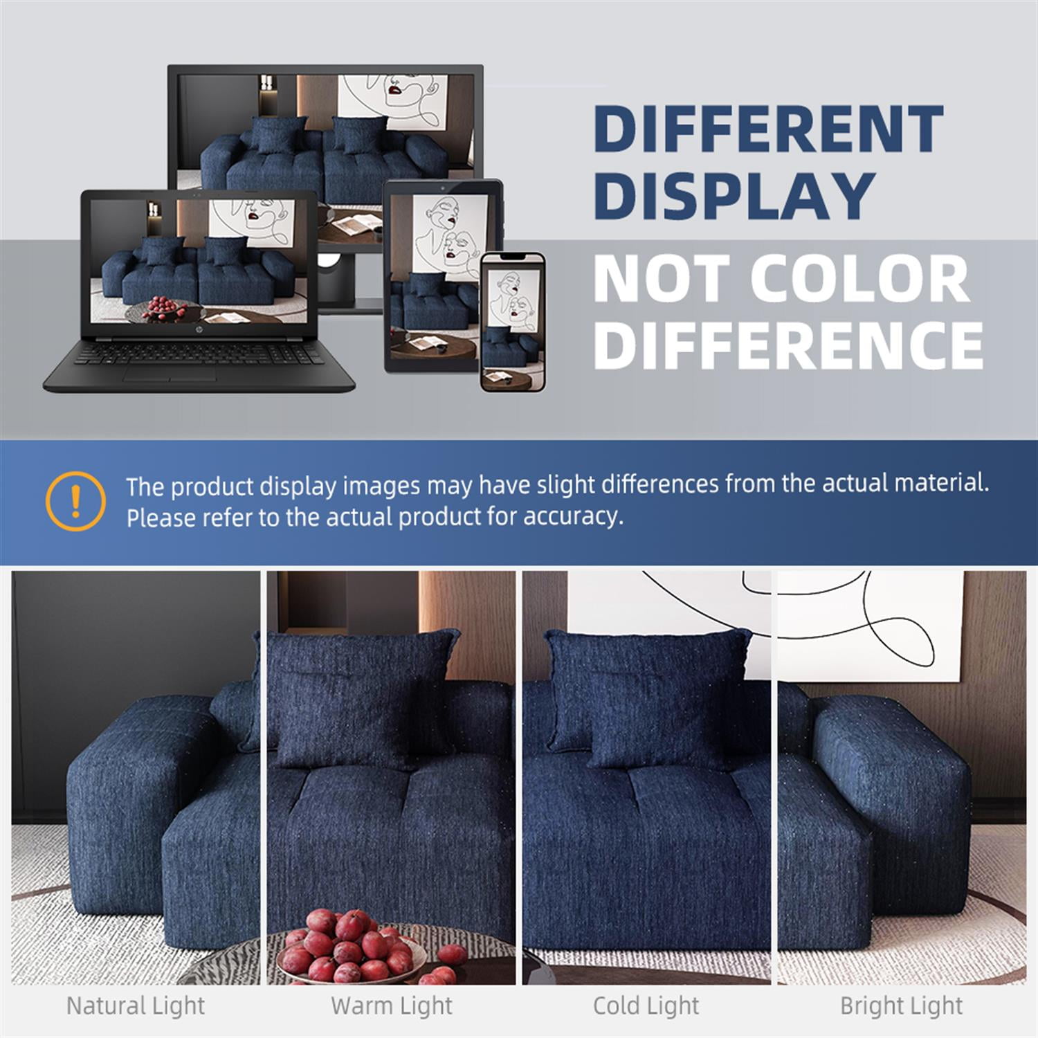 Demi Bonn 113" Modular Sectional Sofa with 2 Chaise Lounges & 4 Pillows Included, Chenille Fabric Soft Cushions Couch for Living Room, No Assembly Needed, Blue