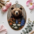 thumbnail image 7 of Canvas Wall Art Forest Bear Farmhouse Wildlife Rustic Wildflower Bear Wildflowers Oval Framed Canvas Prints Vintage Wall Hanging Decor for Home Office Nursery Family Gift 8.6"x11.4", 7 of 7