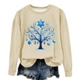 thumbnail image 4 of Fznquz Womens Plus Size Tops Crewneck Fall Winter Beige Hanukkah Sweatshirts Long Sleeve Trendy Casual Women T Shirts, 4 of 4