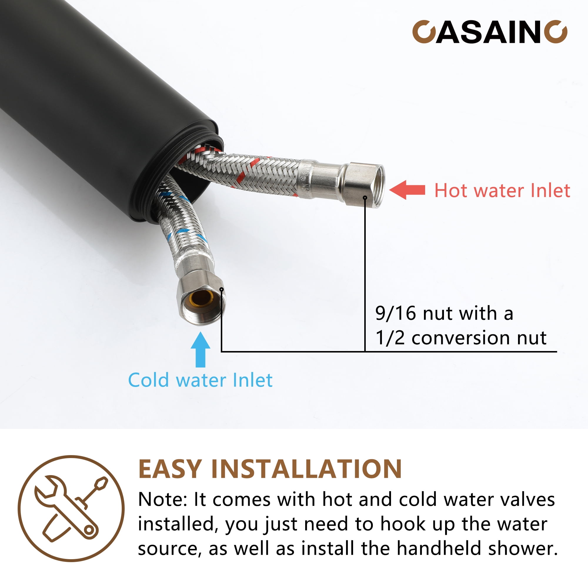 CASAINC Single-Handle Freestanding Floor Mount Tub Filler Faucet with Handheld Shower in Matte Black
