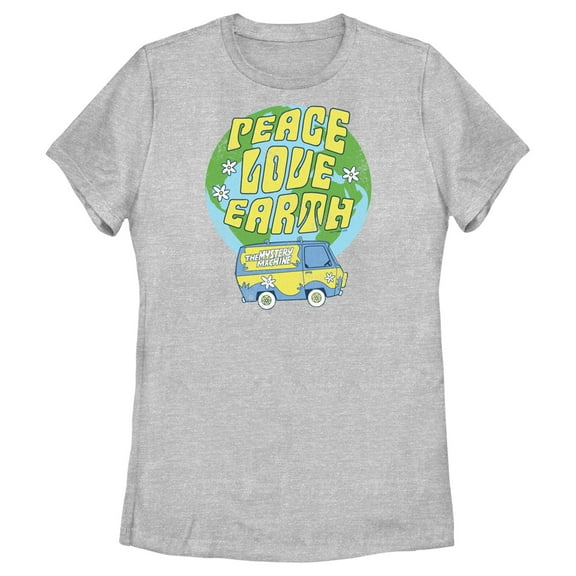 Women's Scooby Doo Peace Love Earth  Graphic Tee Athletic Heather Medium