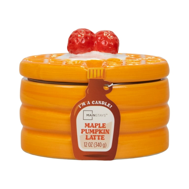 Mainstays 1-Wick Ceramic Waffle Scented Jar Candle, Maple Pumpkin