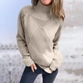 thumbnail image 2 of Hueook Sweaters for Women Trendy Striped Sweater Women Women's Casual with Solid Color Hollow Out Round Neck Knitted Sweater Khaki 3X, 2 of 8