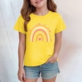 thumbnail image 2 of Sgkm Graphic Shirts for Teens Cute Rainbow Print Toddler Shirts Girls Plus Size Workout Clothes Yellow 13-14 Years, 2 of 4