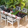 thumbnail image 2 of Black Christmas Table Cloths for 6 Foot Rectangle Tables, Snowman Xmas Tree Ball Snowflake Patio Waterproof Elastic Fitted Tablecloths, Washable Rectangular Table Cover for Camping, 2 of 8
