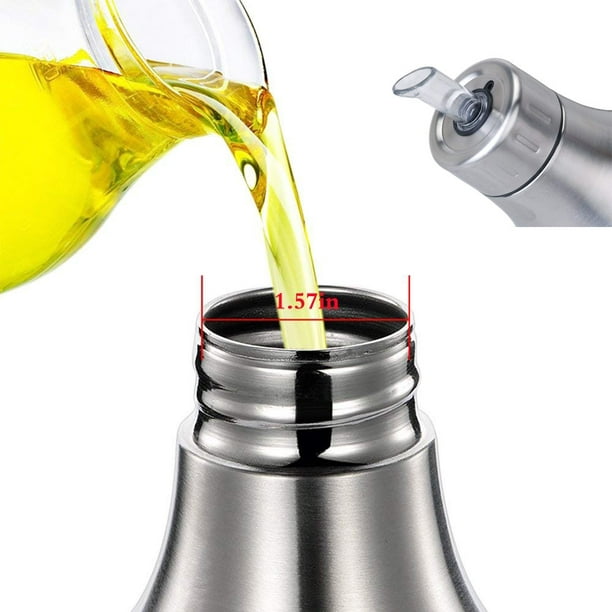 Bouteille de distributeur d'huile, burette de distributeur d'huile  d'olive/vinaigre/sauce en acier inoxydable avec bec verseur anti-goutte,  bouteilles de verseur d'huile durables Pot de récipient d'huile d'olive  parfait pour la cuisine et le