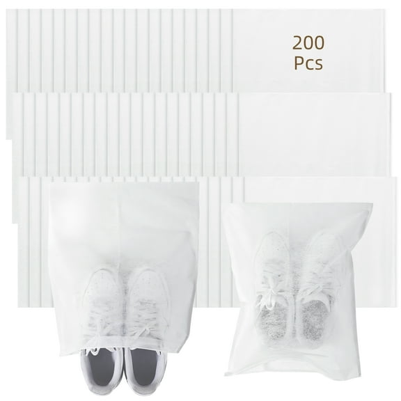 200Pcs Dustproof Shoe Storage Bags, Breathable Non-woven Shoe Pouches, Drawstring Storage Organizers for Travel