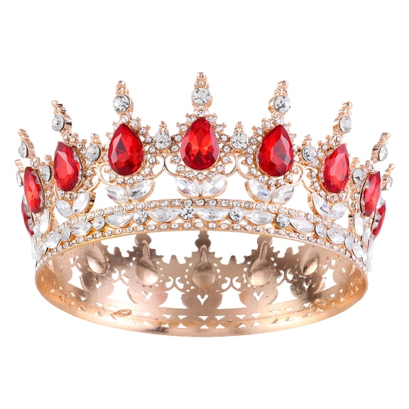 DESIGNICE Queen Crowns for Women,Red Crystal Birthday Crown,Openwork Carving Technique Princess Crowns,Birthday Crown Adult Woman to Attend Weddings,Balls,Beauty Pageants,Banquets,Red