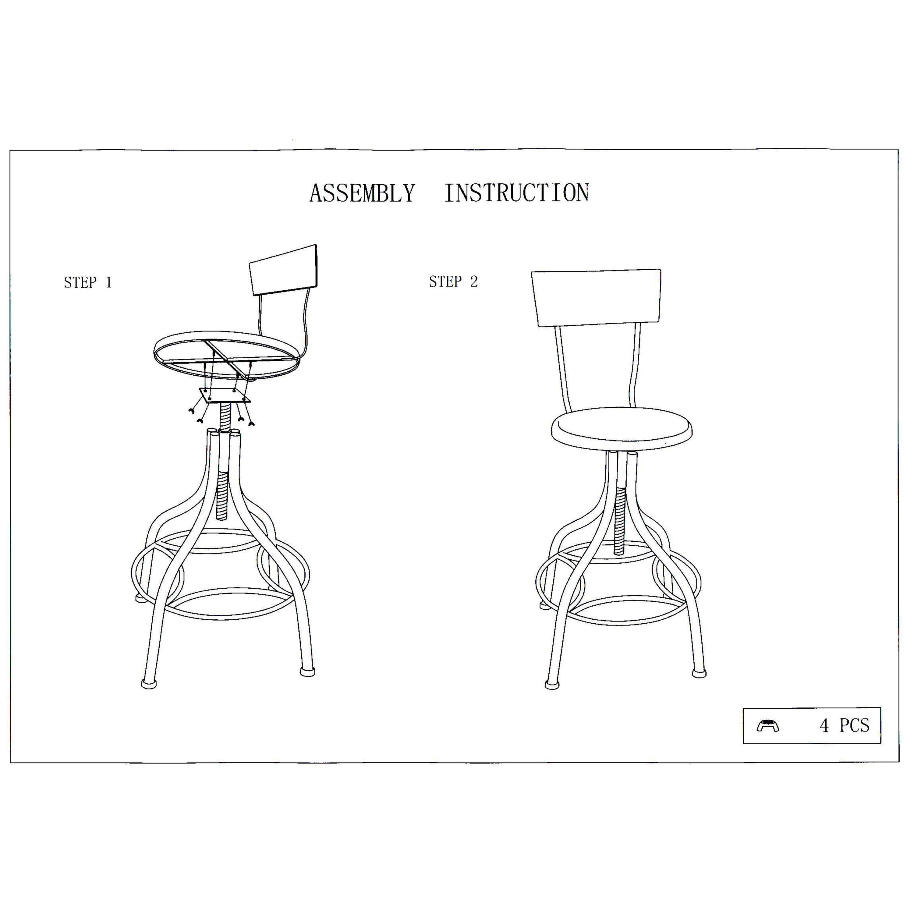DecMode Metal Bar Stool with Backrest, Beige