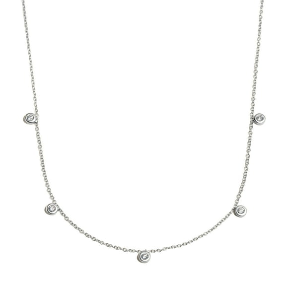 Caratant 14k Solid Gold 5 Diamond Solitaire Station Necklace for women(Yellow),0.32ct,DEF VS~VVS, Bezel,No fading, No allergies,Lab grown Diamond,Lobster buckle