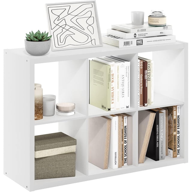Cubicle Book Shelf Vertical Thick Frame Bookshelf Horizontally & Vertically Reversible Bookcase with Open Back x x for Living Room Bedroom Home Office