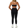 thumbnail image 2 of IBTOM CASTLE Two Piece Workout Sets for Women Color Block Strappy Sports Bra High Waist Leggings Yoga Pilates Outfits S Black, 2 of 7