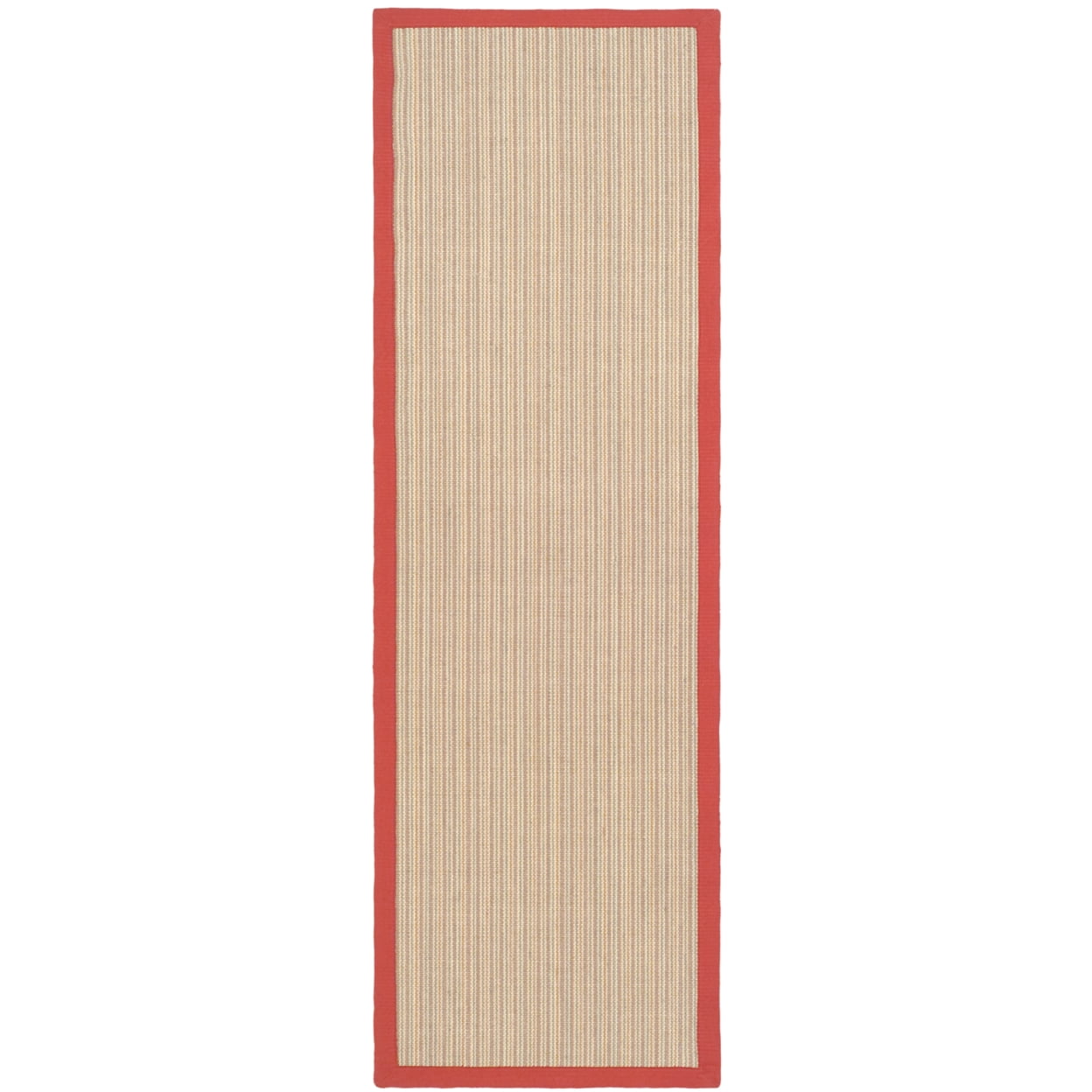 SAFAVIEH Natural Fiber Aspen Striped Sisal Runner Rug, Rust, 2' x 8'
