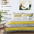 thumbnail image 3 of Coastal Style Bedding Duvet Cover Set Queen Size 4 Pieces Retro Gray Yellow Stripes Wood Texture Bedding Set with Zipper Closure, 1 Comforter Cover 90x92 Inches 1 Flat Sheet & 2 Pillow Cases, 3 of 7