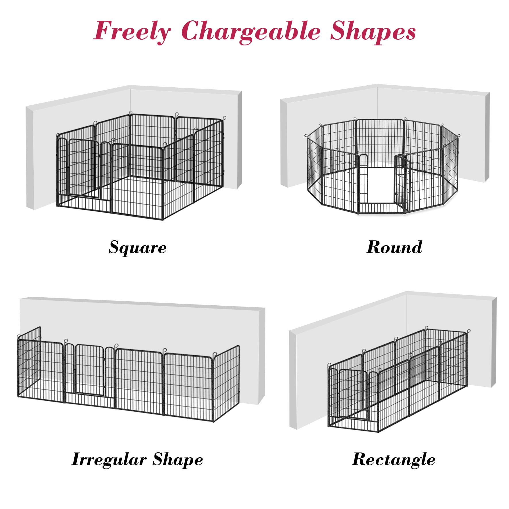 Jhsomdr Dog Playpen 20 Panels 40" Height Pet Dog Fence Metal Outdoor Dog Exercise Pen with Doors