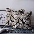 thumbnail image 2 of 18x18 Pillow Covers Set of 2, Brown Geometric Throw Pillow Covers Decorative Couch Cushion Case, Vintage Black White Striped Abstract Art Microfiber Square Pillowcases for Bedroom Car Living Room, 2 of 7