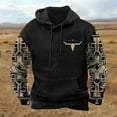 thumbnail image 3 of Men's Western Hoodie with 3D Printed Vintage Graphic, Long Sleeve Drawstring Sweatshirt with Pockets - Denim Hooded Shirt,XXXL,black, 3 of 3