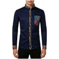 thumbnail image 2 of Yaoyar Men Fashion Printed Casual Shirt Pocket Buttoned Long Sleeve Stand-Up Collar Shirt Slim Fit Floral Print Shirt, 2 of 5