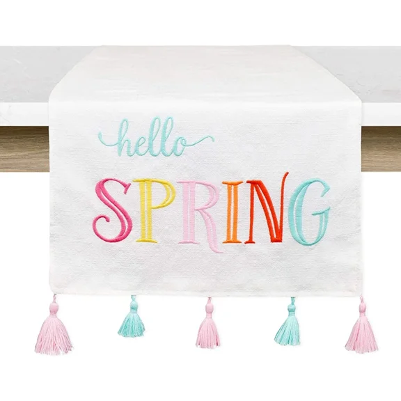 Hello Spring Table Runner, Easter And Seasonal Fabric Table Decor