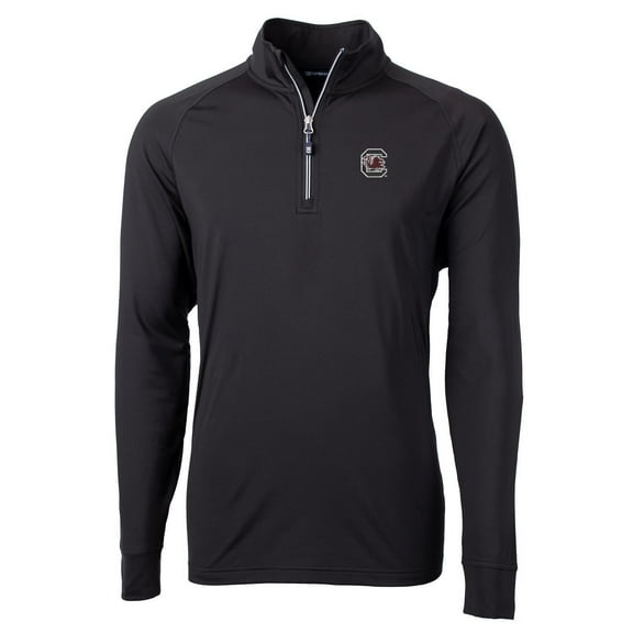 Men's Cutter & Buck Black South Carolina Gamecocks Adapt Eco Knit Quarter-Zip Pullover Jacket