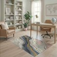 thumbnail image 2 of ODIKA 4'x6' Washable Area Rug Non-Slip, Chair-Friendly, Flatwoven Flowing Abstract Veined Marble Splash Contemporary Printed Surface for Home Office, Under Desk, 2 of 7