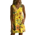 thumbnail image 6 of QUNYINEY A Line Womens Sun Dresses Summer Casual Sleeveless Floral Mini Tank Dress Loose Fit Vacation V Neck with Pockets Dresses, 6 of 7