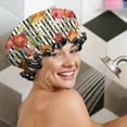 thumbnail image 5 of Shower Caps,Pioneer Flower Floral Print Pattern Waterproof Shower Cap for Women 4 Pieces,Double Reusable Hair Cover for Shower PEVA Elastic Stretch Hem, 5 of 7